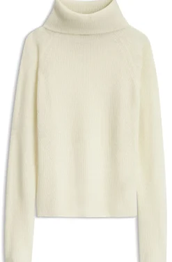 Rollneck sweater with open-knit structure