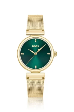 Rosehill gold-tone watch with green dial