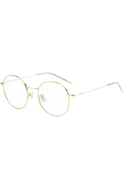 Round gold-tone optical frames with lasered logo