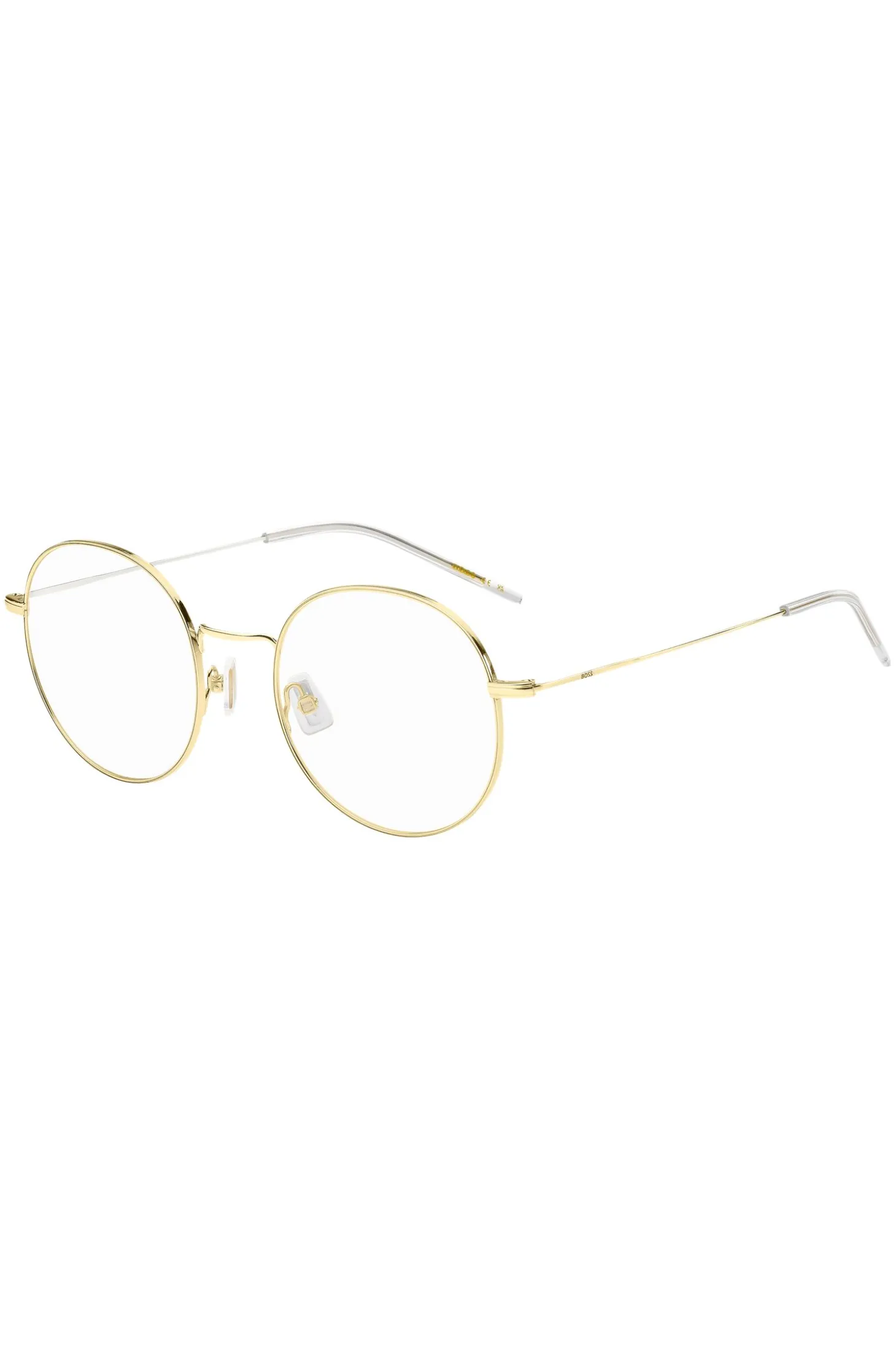 Round gold-tone optical frames with lasered logo
