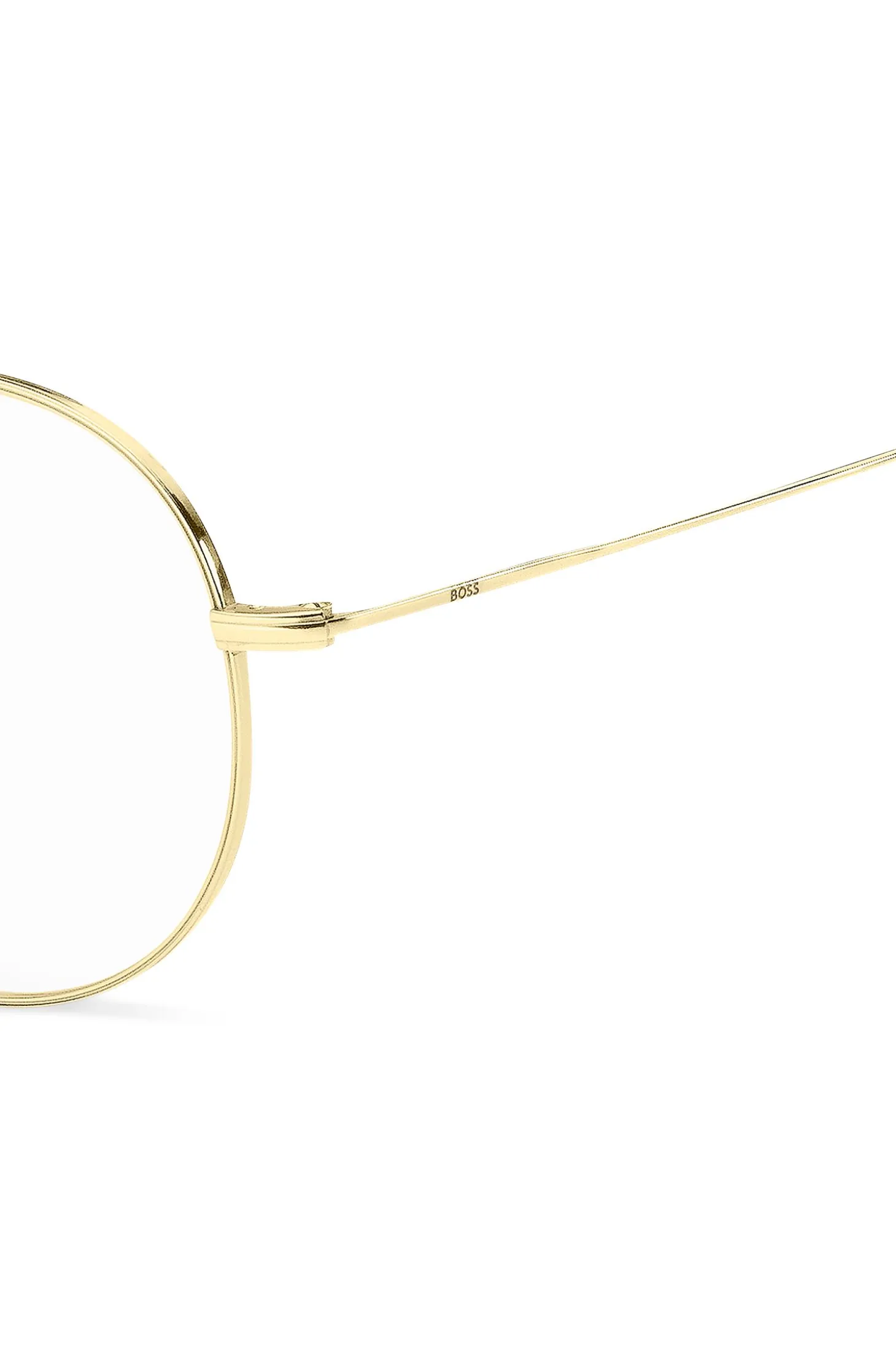 Round gold-tone optical frames with lasered logo