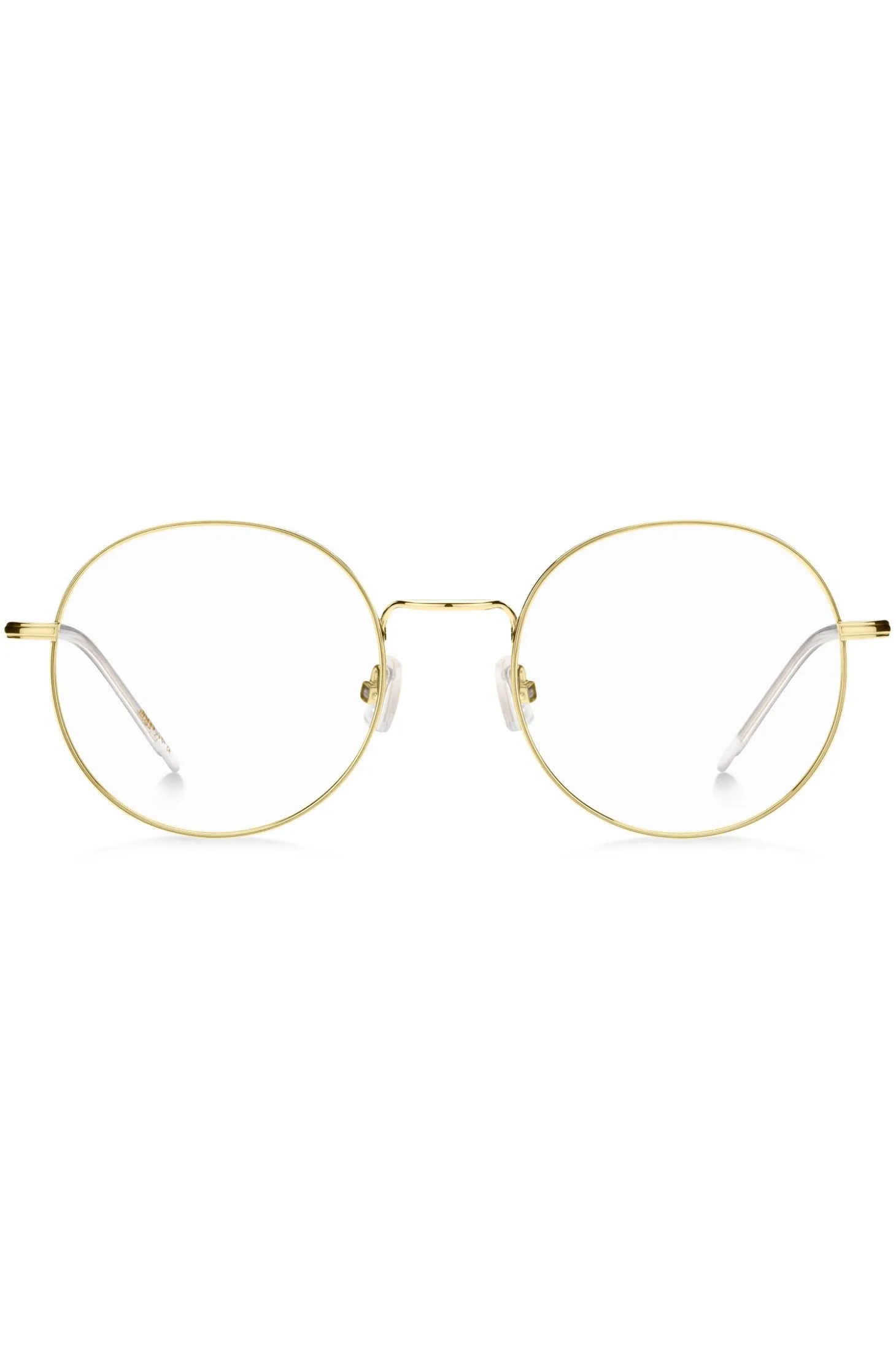 Round gold-tone optical frames with lasered logo