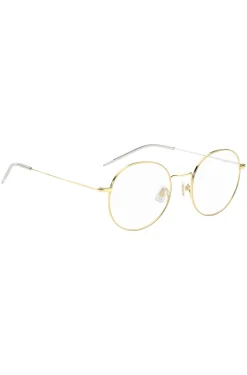 Round gold-tone optical frames with lasered logo