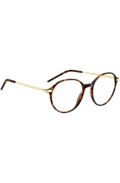 Round Havana-acetate optical frames with gold-tone temples