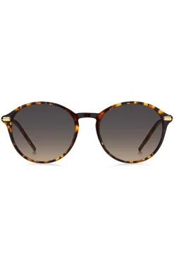 Round sunglasses in Havana acetate with gold-tone temples