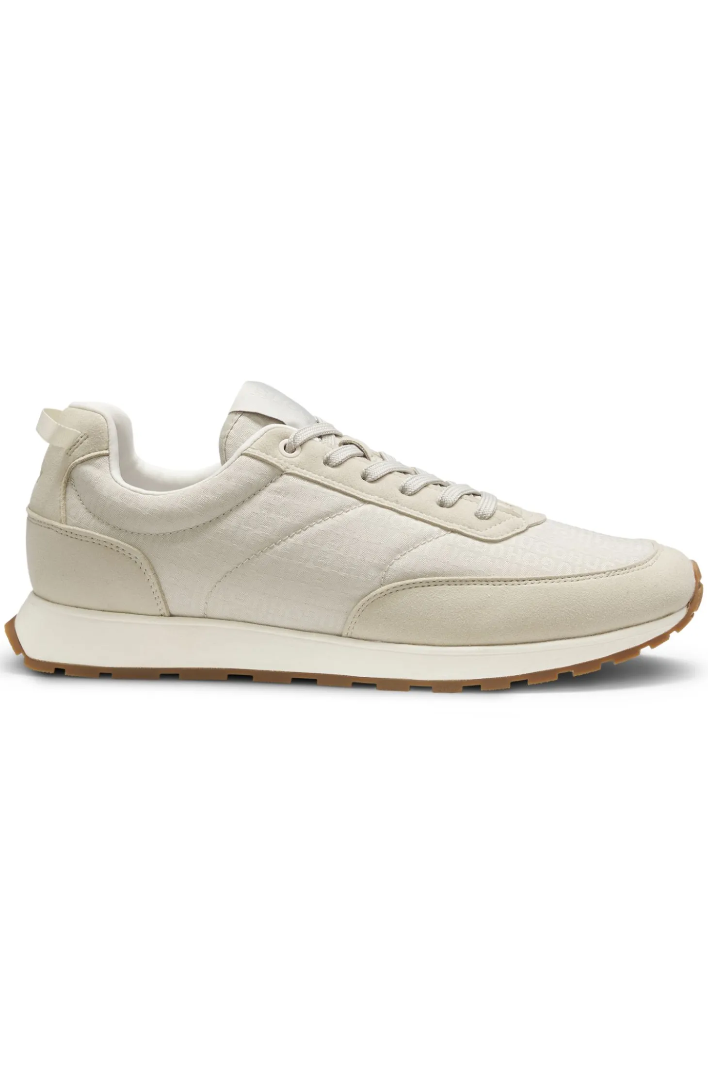 Running-inspired trainers with monogram-jacquard uppers