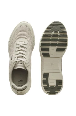 Running trainers with leather trims