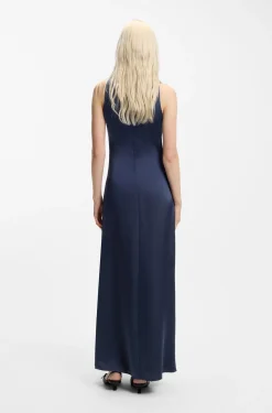Satin maxi dress with gathered details