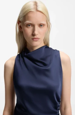 Satin maxi dress with gathered details