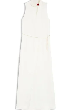Satin maxi dress with removable chain belt