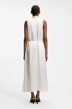Satin maxi dress with removable chain belt
