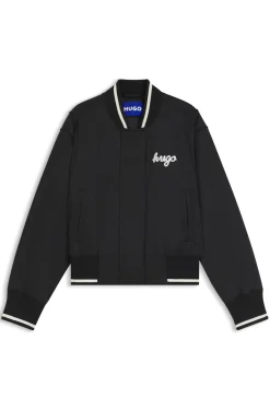 Satin varsity bomber jacket with padded comfort