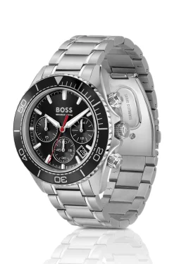 Sealiner black-dial watch with rotating tachymeter bezel