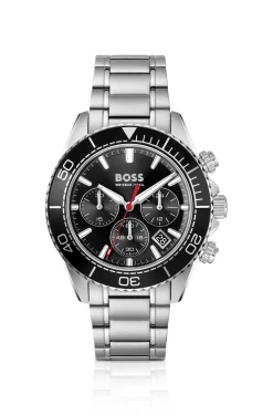 Sealiner black-dial watch with rotating tachymeter bezel