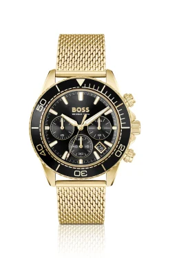 Sealiner gold-tone chronograph watch with black dial