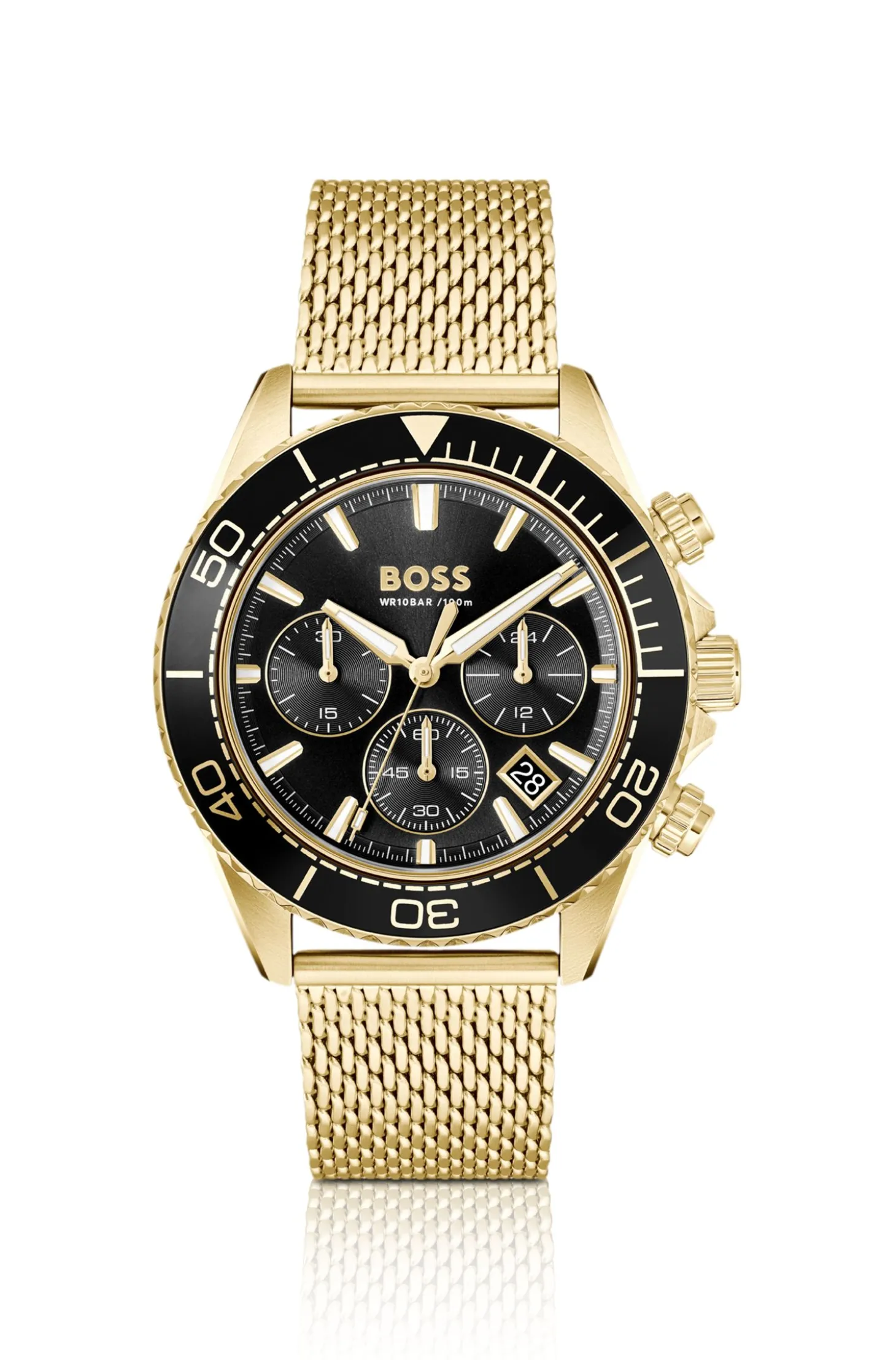 Sealiner gold-tone chronograph watch with black dial