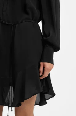 Shirt-style dress in crepe de chine