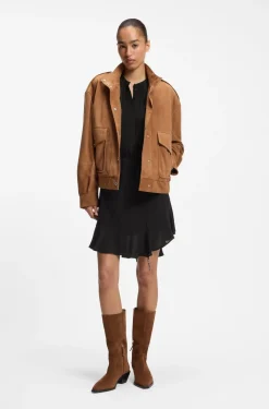Shirt-style dress in crepe de chine