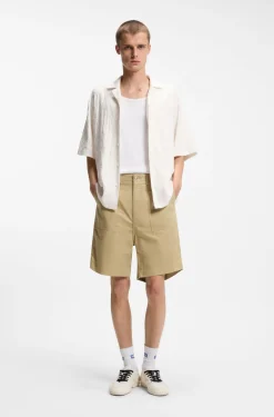 Shorts in mercerised cotton canvas