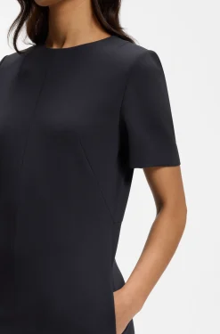 Short-sleeved dress in Japanese crepe