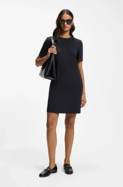Short-sleeved dress in Japanese crepe