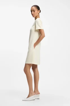 Short-sleeved dress in Japanese crepe