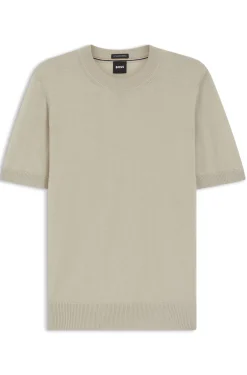 Short-sleeved knit T-shirt in merino wool