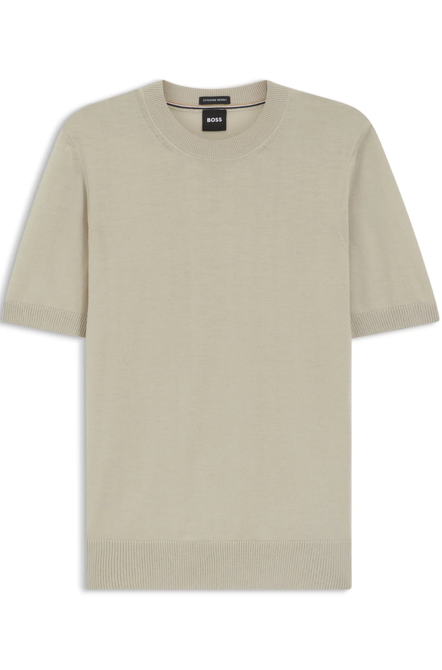 Short-sleeved knit T-shirt in merino wool