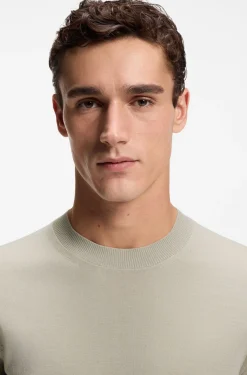 Short-sleeved knit T-shirt in merino wool