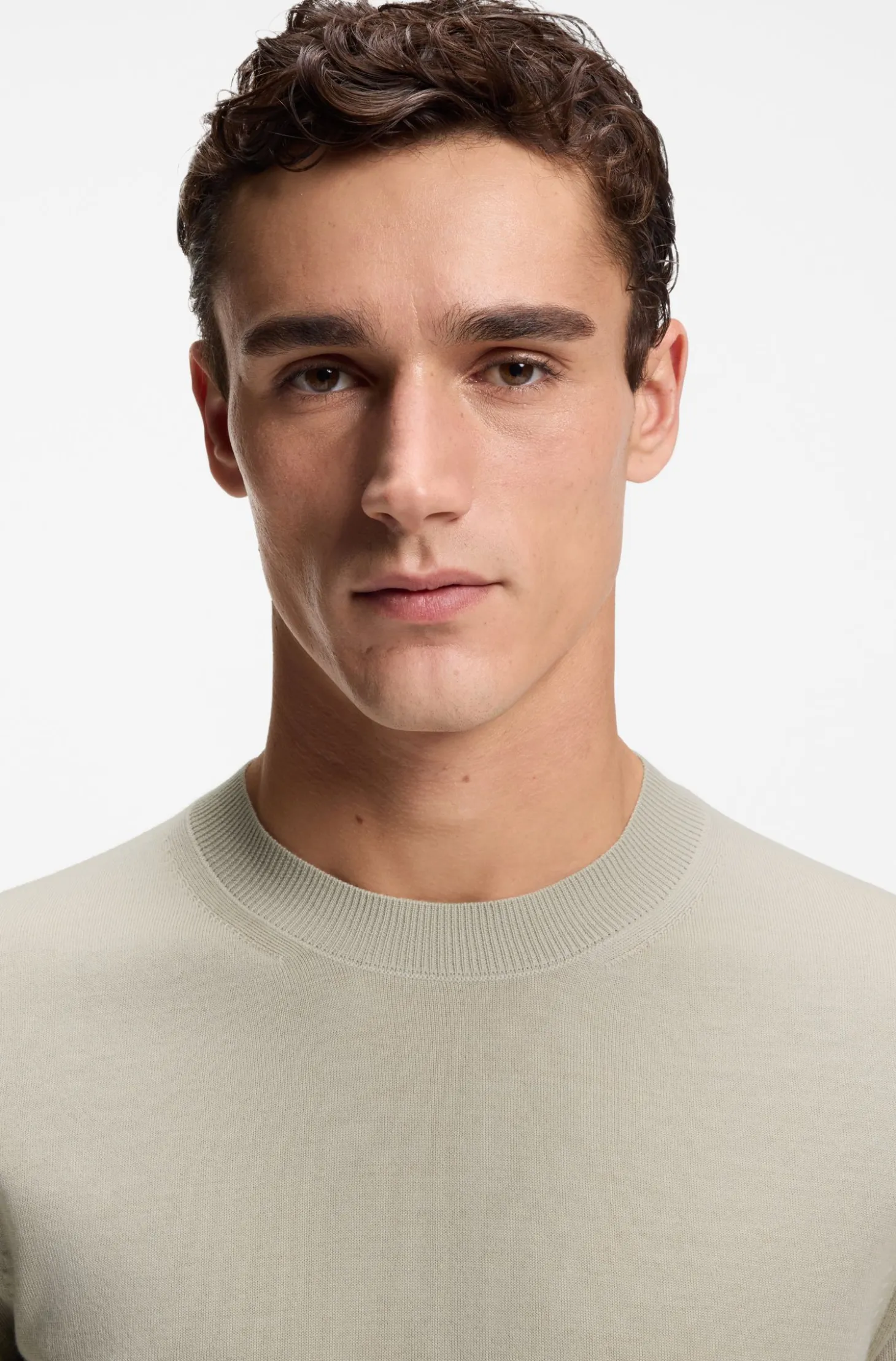 Short-sleeved knit T-shirt in merino wool