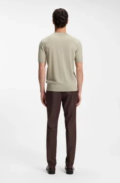 Short-sleeved knit T-shirt in merino wool
