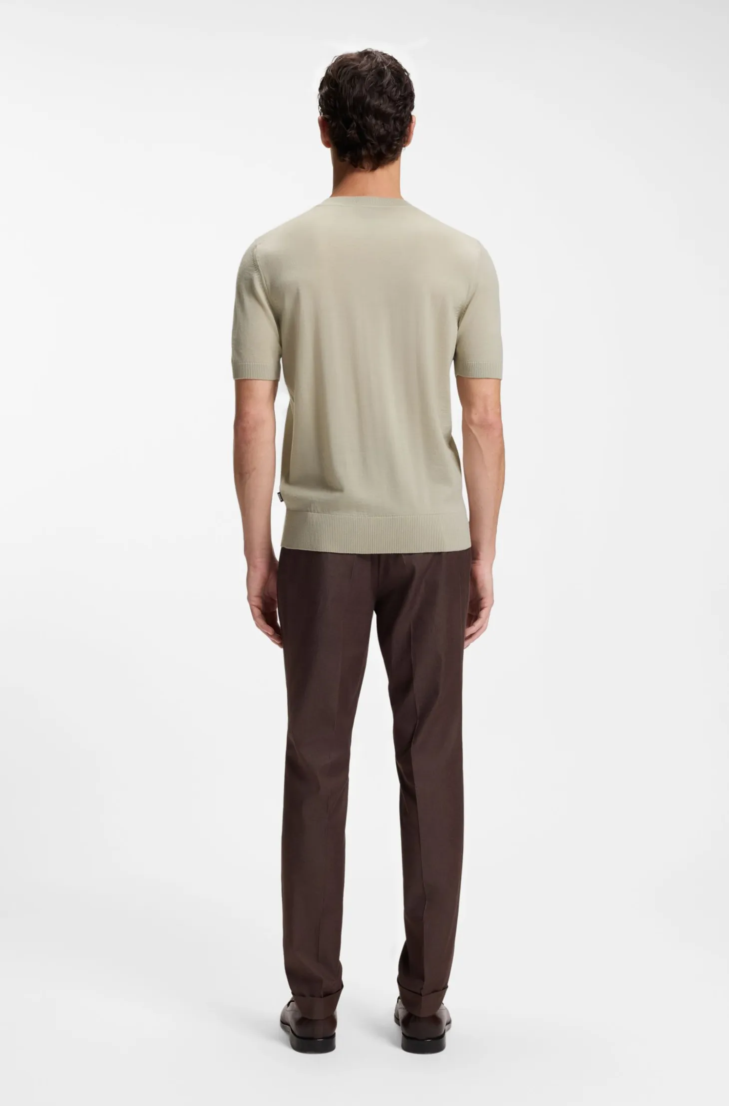 Short-sleeved knit T-shirt in merino wool