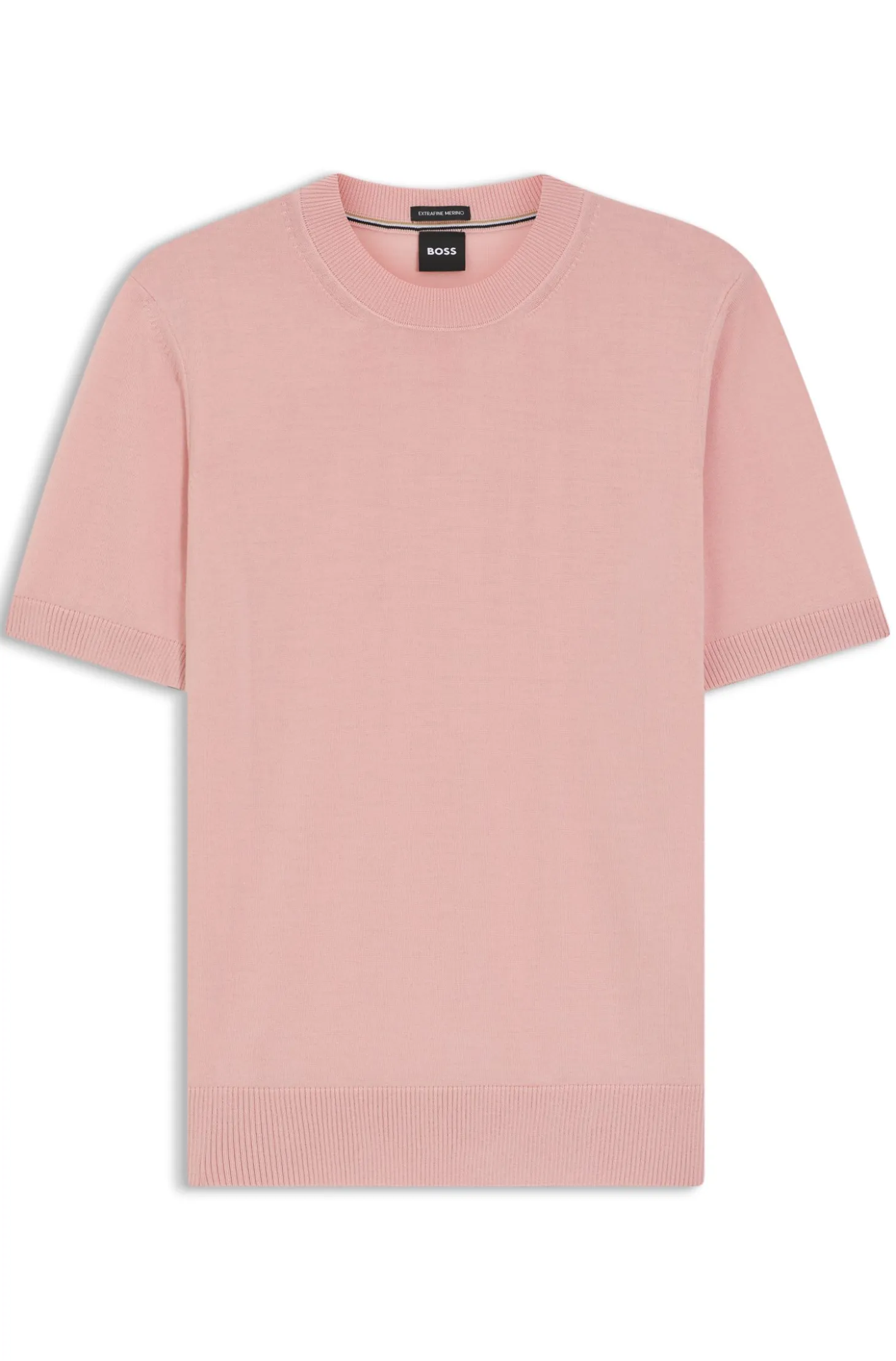 Short-sleeved knit T-shirt in merino wool