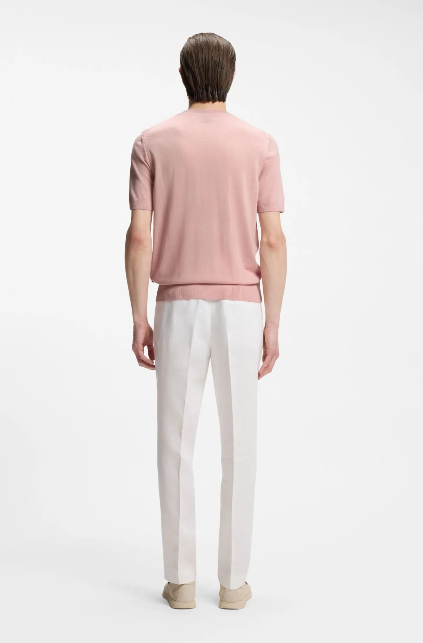 Short-sleeved knit T-shirt in merino wool