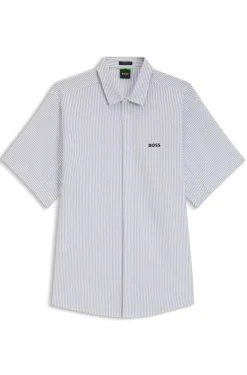 Short-sleeved regular-fit shirt in cotton piqué