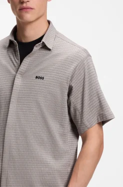 Short-sleeved regular-fit shirt in cotton piqué