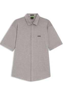 Short-sleeved regular-fit shirt in cotton piqué