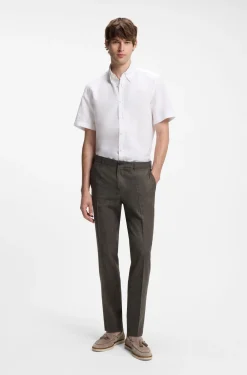 Short-sleeved shirt in a cotton and linen blend