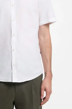 Short-sleeved shirt in a cotton and linen blend