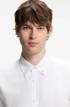 Short-sleeved shirt in a cotton and linen blend