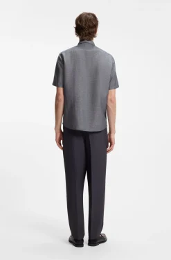 Short-sleeved shirt in a cotton and linen blend