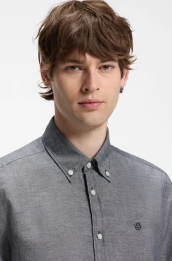 Short-sleeved shirt in a cotton and linen blend