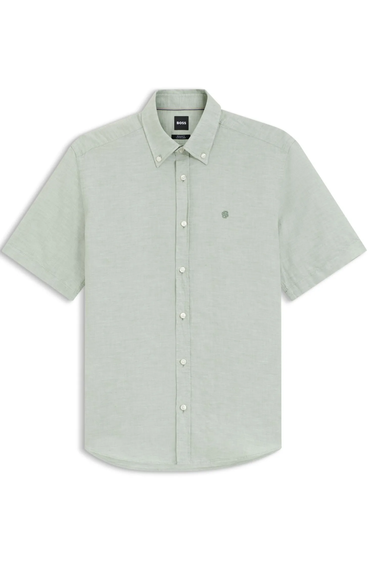Short-sleeved shirt in a cotton and linen blend