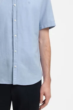 Short-sleeved shirt in a cotton and linen blend