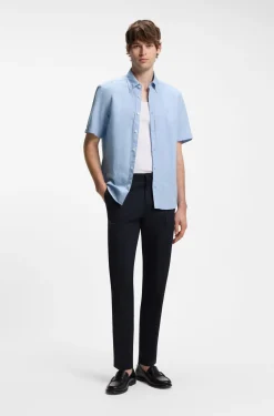 Short-sleeved shirt in a cotton and linen blend