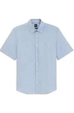 Short-sleeved shirt in a cotton and linen blend