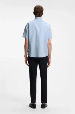 Short-sleeved shirt in a cotton and linen blend