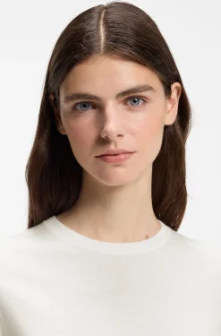 Short-sleeved sweater in a wool-cashmere blend