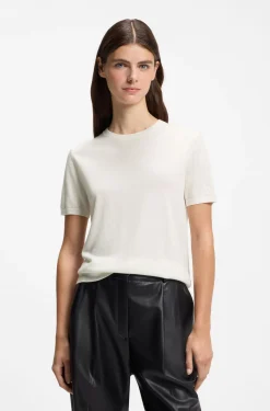 Short-sleeved sweater in a wool-cashmere blend