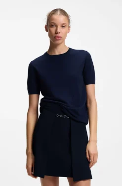 Short-sleeved sweater in a wool-cashmere blend